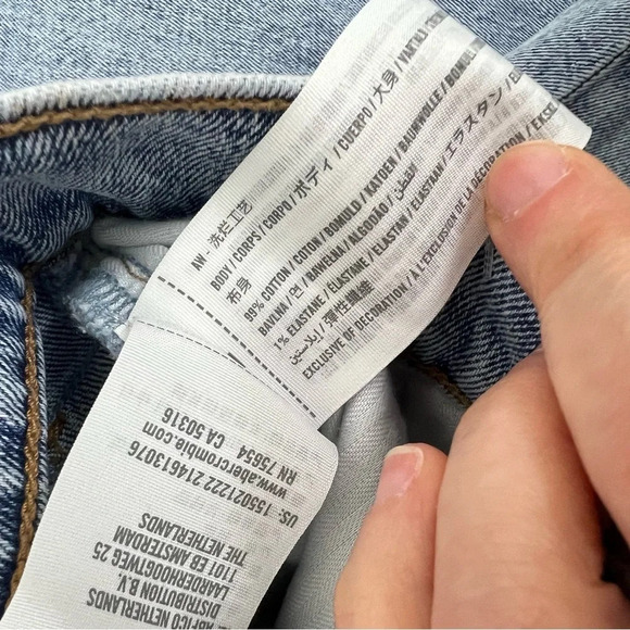 Abercrombie Ankle Straight Ultra High Rise Curve Love Jeans Patch Size 25 0 Long - Picture 8 of 8
